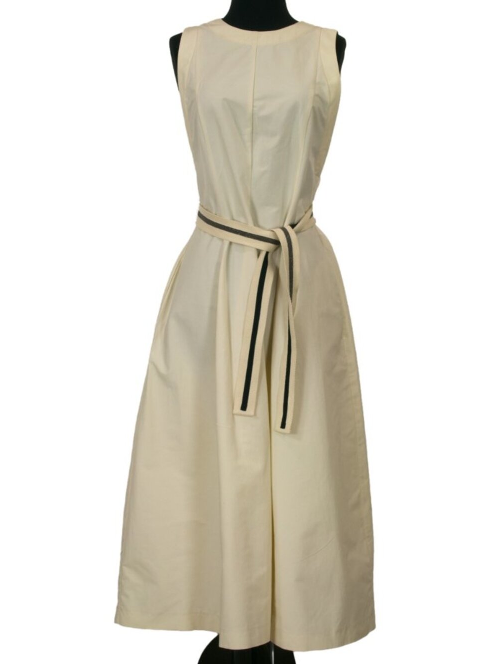 $3995 BRUNELLO CUCINELLI COTTON BLEND IVORY DRESS WITH MONILI BELT SIZE M - Picture 6 of 14